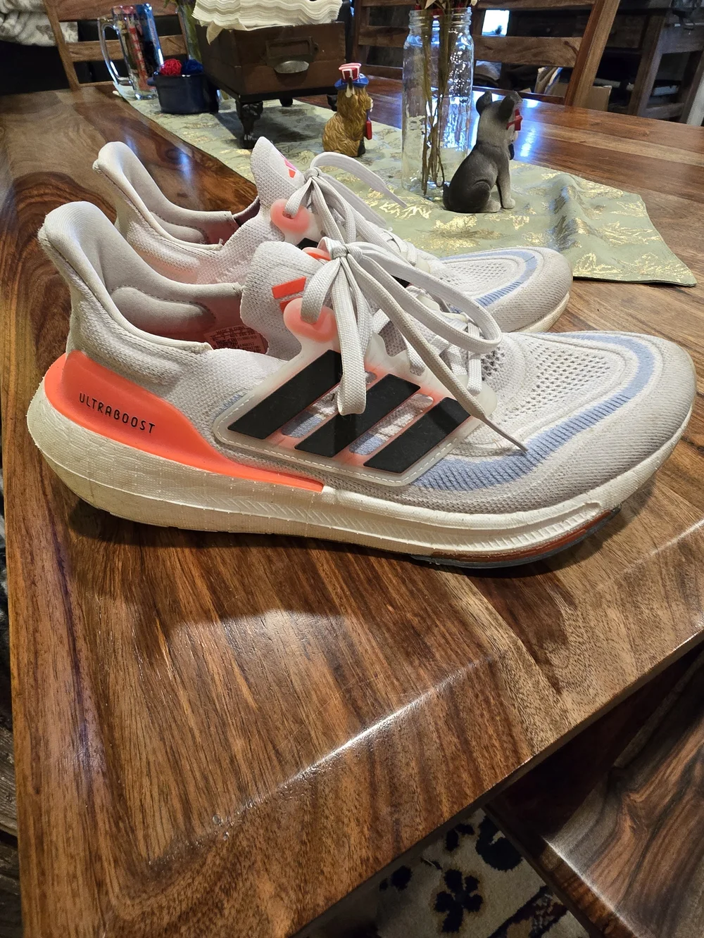 adidas Ultraboost Women's Light Gray Sneakers with Coral Highlights